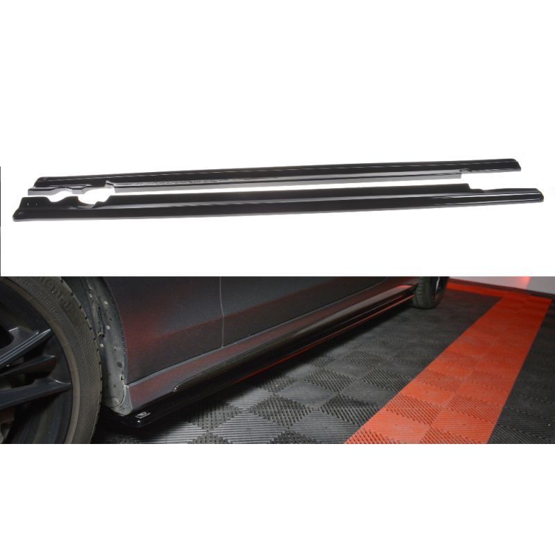 Maxton SIDE SKIRTS DIFFUSERS MERCEDES- BENZ C-CLASS W205 COUPE AMG-LINE Gloss Black, W205