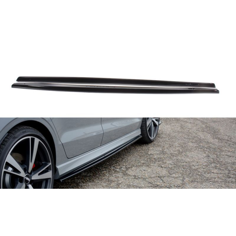 Maxton Side Skirts Diffusers Audi RS3 8V FL Sedan Gloss Black, A3/S3/RS3 8V