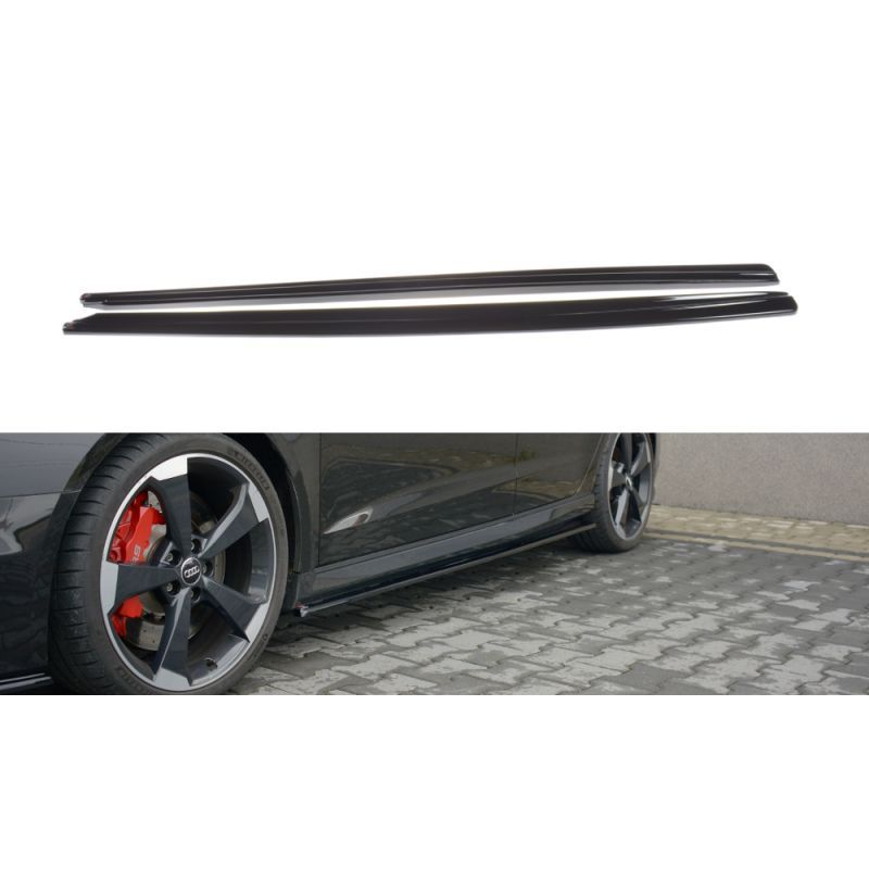 Maxton Side Skirts Diffusers Audi RS3 8V FL Sportback Gloss Black, A3/S3/RS3 8V