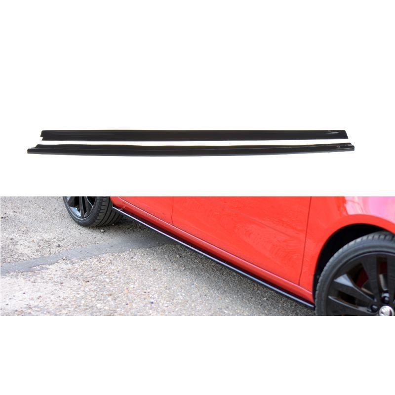 Maxton Side Skirts Diffusers Skoda Fabia RS Mk2 Gloss Black, Fabia II