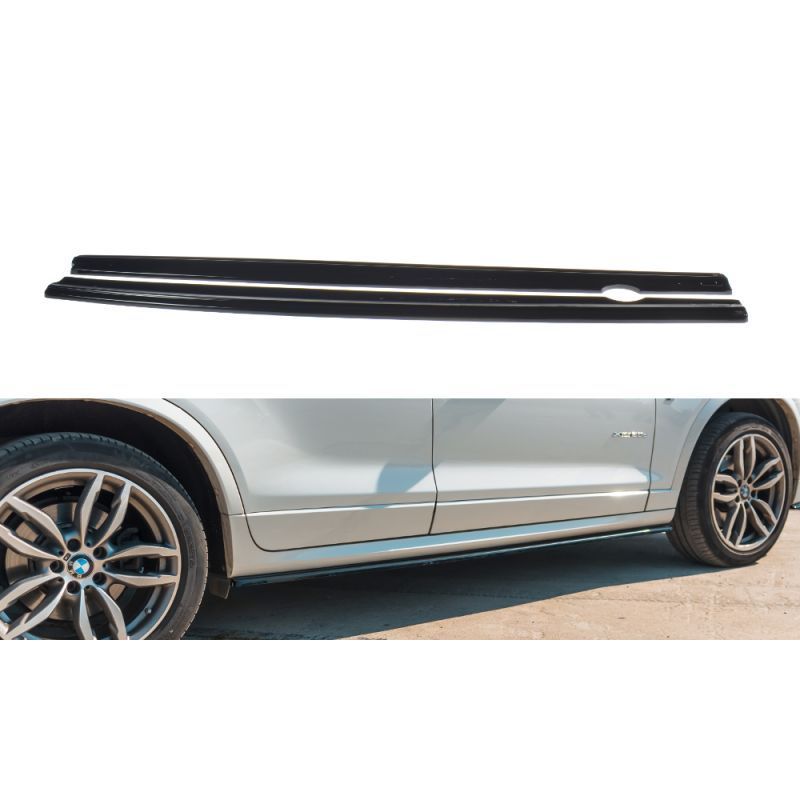 Maxton SIDE SKIRTS DIFFUSERS for BMW X3 F25 M-Pack Facelift Gloss Black, X3 F25