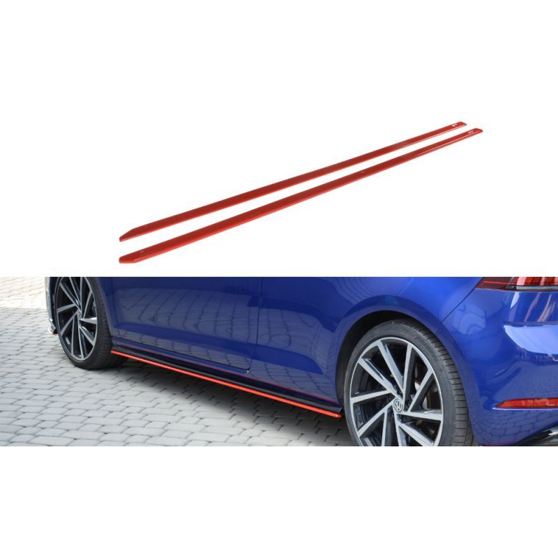 Maxton Side Skirts Diffusers V.2 VW Golf 7 R / R-Line Facelift RED, Golf 7