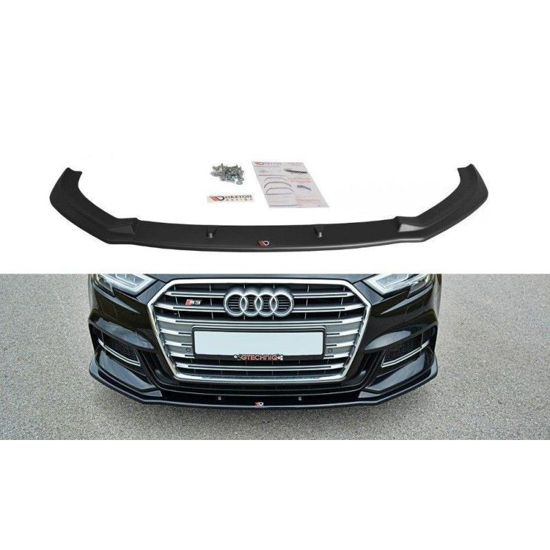 Maxton Front Splitter V.1 Audi S3 / A3 S-Line 8V FL Gloss Black, A3/S3/RS3 8V