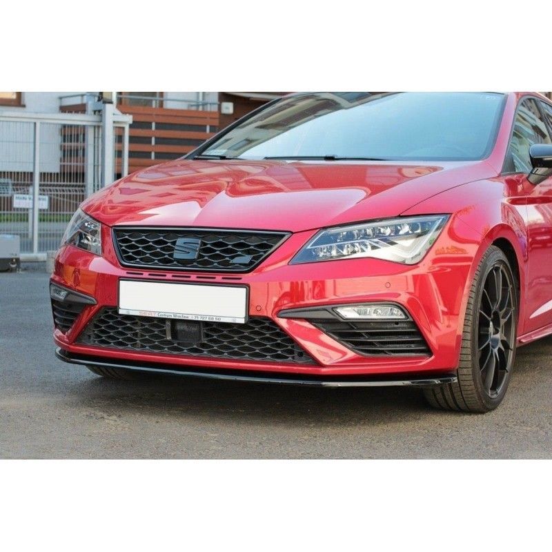 Maxton Front Splitter V.1 Seat Leon Cupra / FR Mk3 FL Gloss Black, Leon Mk3 FR