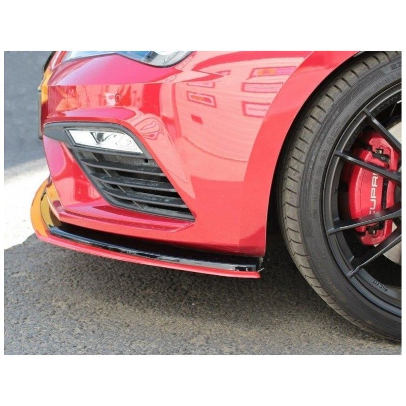 Maxton Front Splitter V.3 Seat Leon Cupra / FR Mk3 FL Gloss Black, Leon Mk3 FR