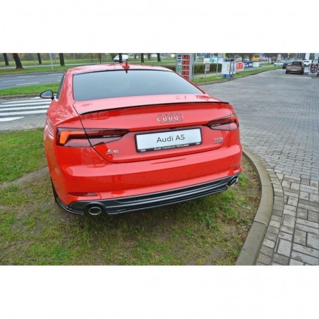Maxton CENTRAL REAR SPLITTER Audi A5 F5 S-Line (without vertical bars) Gloss Black, A5 F5