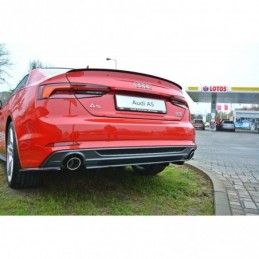 Maxton CENTRAL REAR SPLITTER Audi A5 F5 S-Line (with vertical bars) Gloss Black, A5 F5