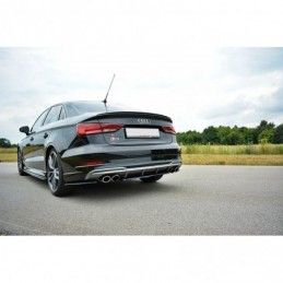 Maxton Central Rear Splitter Audi S3 8V FL Hatchback / Sportback / Sedan Gloss Black, A3/S3/RS3 8V