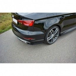 Maxton Rear Side Splitters Audi S3 / A3 S-Line 8V FL Sedan Gloss Black, A3/S3/RS3 8V