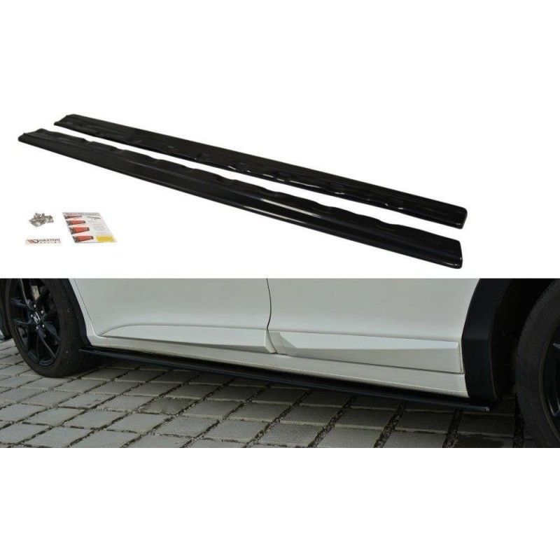 Maxton SIDE SKIRTS DIFFUSERS Honda Civic Mk9 Facelift Gloss Black, CIVIC