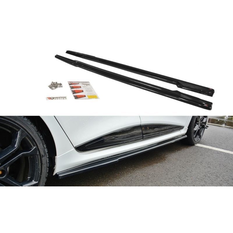 Maxton SIDE SKIRTS DIFFUSERS RENAULT CLIO MK4 RS Gloss Black, Clio IV