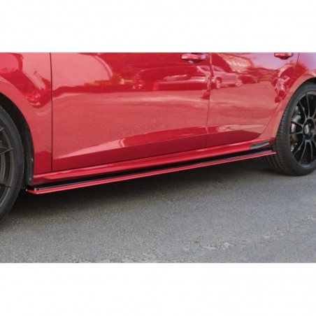 Maxton SIDE SKIRTS DIFFUSERS v.3 Seat Leon Mk3 Cupra/ FR Facelift Gloss Black + Red, Leon Mk3 FR