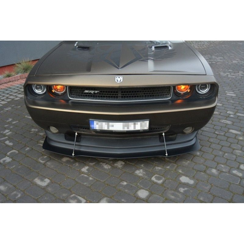 Maxton HYBRID FRONT SPLITTER V.1 DODGE CHALLENGER MK3. PHASE-I SRT8 COUPE ABS+Gloss Black, Dodge