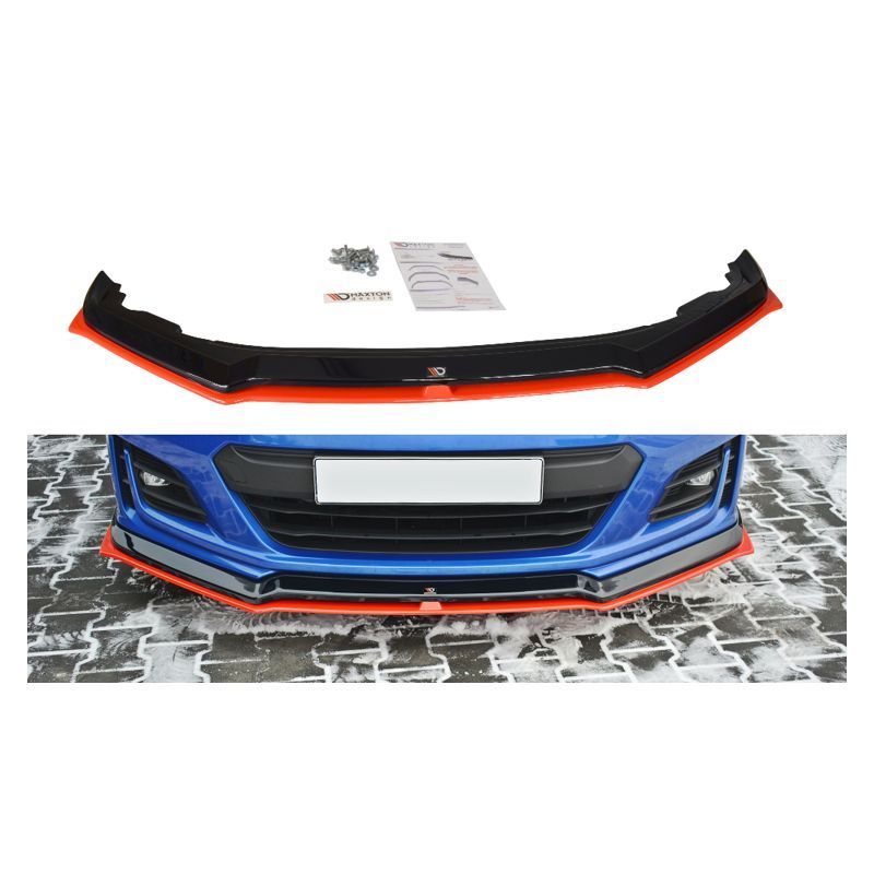 Maxton FRONT SPLITTER V.5 SUBARU BRZ FACELIFT Gloss Black + Red, MAXTON DESIGN