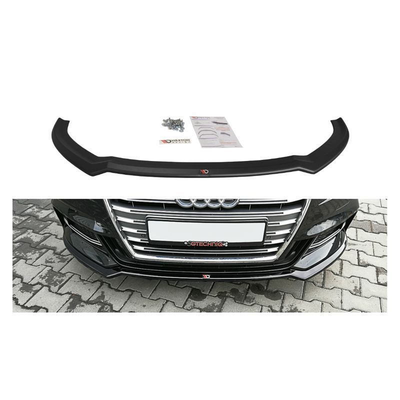 Maxton Front Splitter V.2 Audi S3 / A3 S-Line 8V FL Sedan Gloss Black, A3/S3/RS3 8V