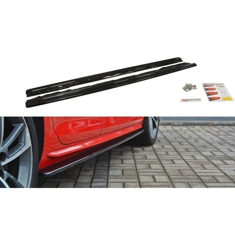 Maxton Side Skirts Diffusers Audi S4 / A4 S-Line B9 Gloss Black, A4 B9