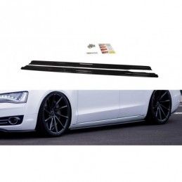 Maxton Side Skirts Diffusers Audi A8 D4 Gloss Black, A8/S8 D4