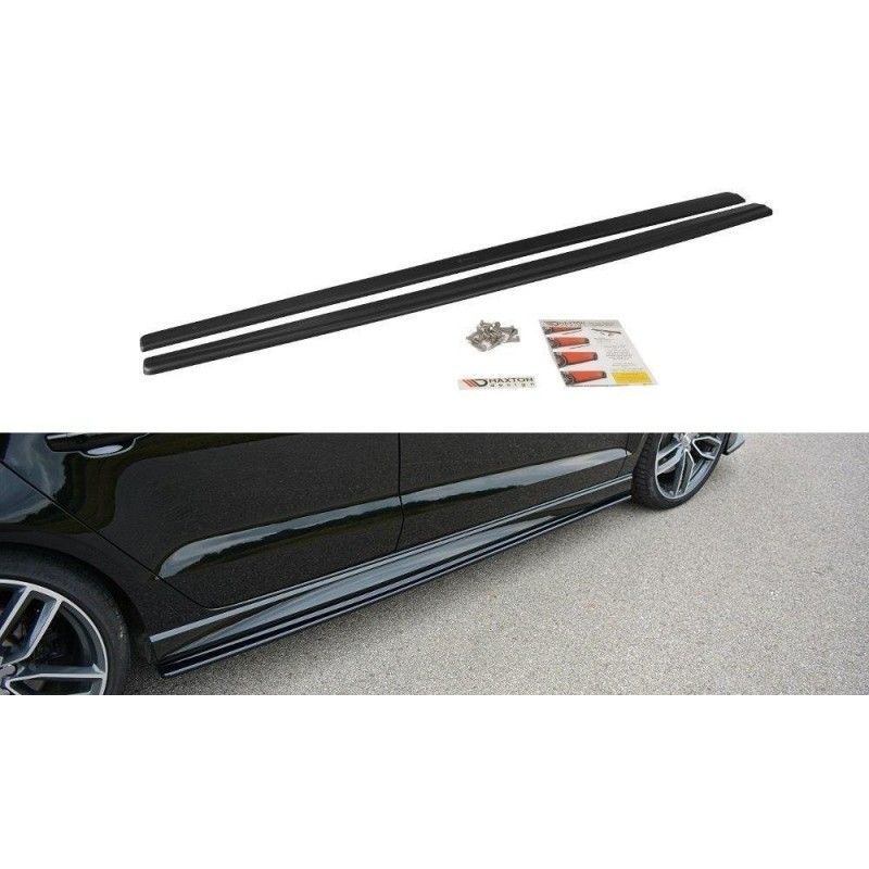 Maxton Side Skirts Diffusers V.1 Audi S3 / A3 S-Line 8V / 8V FL Sedan Gloss Black, A3/S3/RS3 8V