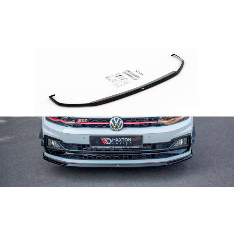 Maxton Front Splitter V.3 VW Polo GTI Mk6 Gloss Black, Polo Mk6