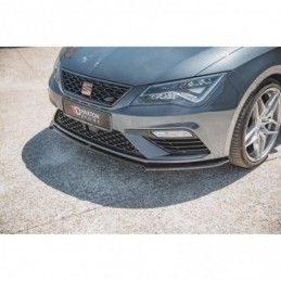 Maxton Front Splitter V.4 Seat Leon Cupra / FR Mk3 FL Gloss Black, Leon Mk3 FR