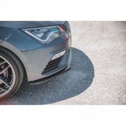 Maxton Front Splitter V.4 Seat Leon Cupra / FR Mk3 FL Gloss Black, Leon Mk3 FR