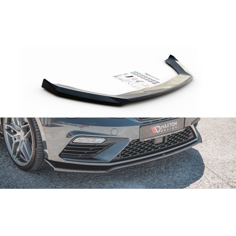 Maxton Front Splitter V.7 Seat Leon Cupra / FR Mk3 FL Gloss Black, Leon Mk3 FR