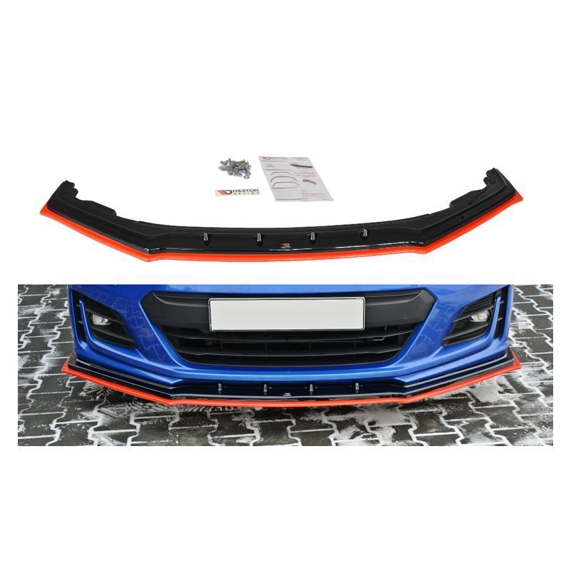 Maxton FRONT SPLITTER V.4 SUBARU BRZ FACELIFT Gloss Black + Red, MAXTON DESIGN