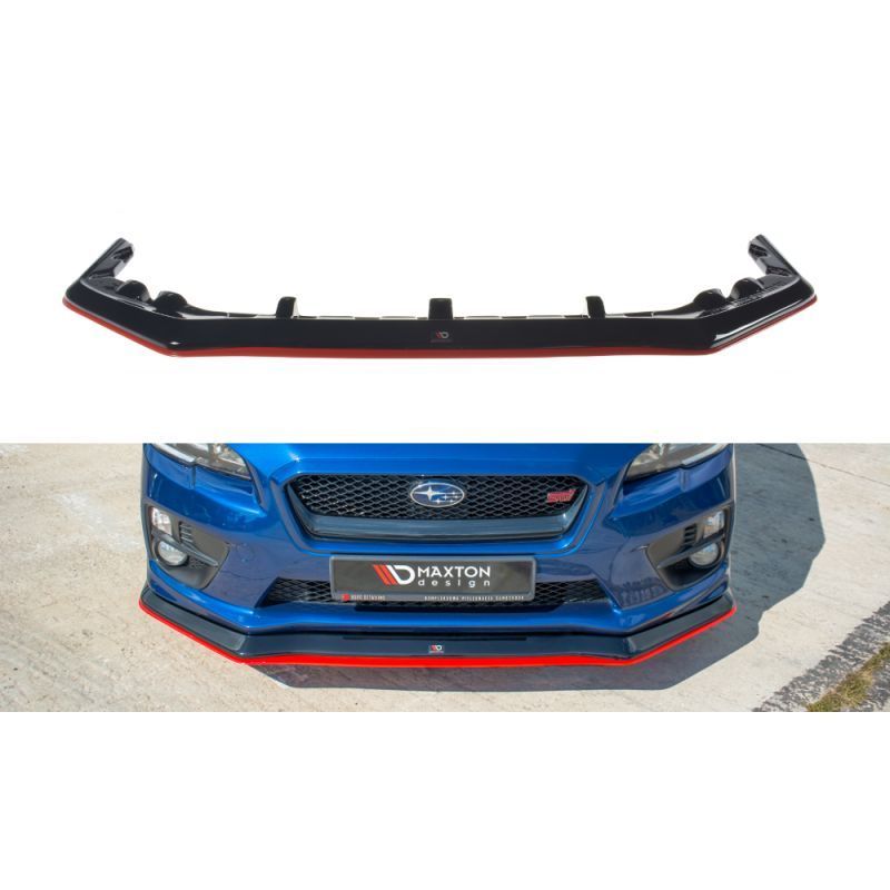 Maxton FRONT SPLITTER V.3 SUBARU WRX STI Gloss Black + Red, MAXTON DESIGN