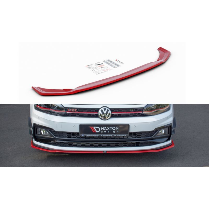 Maxton FRONT SPLITTER V.2 VW POLO MK6 GTI RED, Polo Mk6