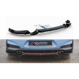 Maxton Central Rear Splitter (with vertical bars) Hyundai I30 N Mk3 Hatchback Gloss Black, Hyundai