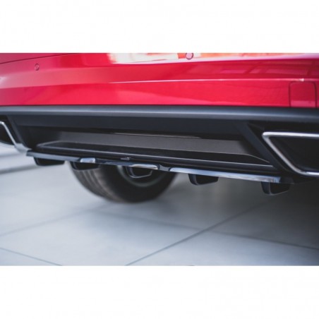Maxton Central Rear Splitter (with vertical bars) Skoda Kodiaq RS Gloss Black, SKODA