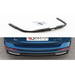 Maxton Central Rear Splitter (with vertical bars) Audi A6 S-Line Avant C8 Gloss Black, A6/S6/RS6 C8