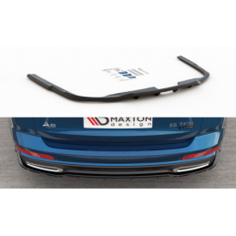 tuning Central Rear Splitter (with vertical bars) Audi A6 S-Line Avant C8 Gloss Black