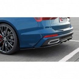 Maxton Central Rear Splitter (with vertical bars) Audi A6 S-Line Avant C8 Gloss Black, A6/S6/RS6 C8