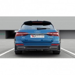 Maxton Central Rear Splitter (with vertical bars) Audi A6 S-Line Avant C8 Gloss Black, A6/S6/RS6 C8