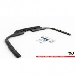 Maxton Central Rear Splitter (with vertical bars) Audi A6 S-Line Avant C8 Gloss Black, A6/S6/RS6 C8