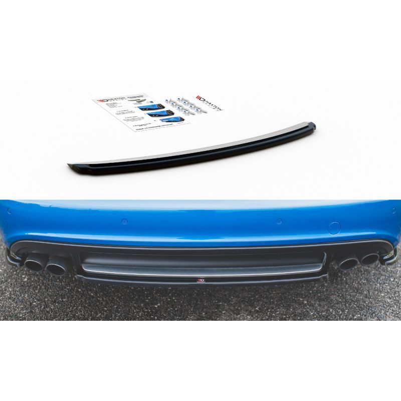 Maxton Central Rear Splitter Audi S4 / A4 S-Line B8 Sedan Gloss Black, A4/S4 B8