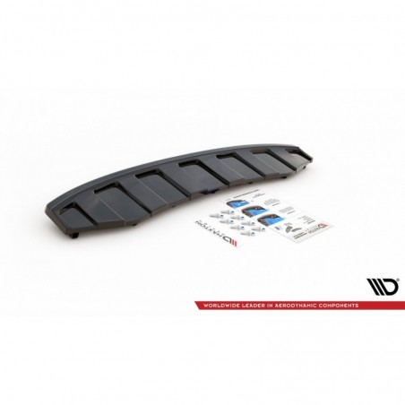Maxton CENTRAL REAR SPLITTER AUDI A6 C7 S-LINE AVANT EXHAUST 2x1 (with vertical bars) Gloss Black, A7/ S7 / RS7 - C7