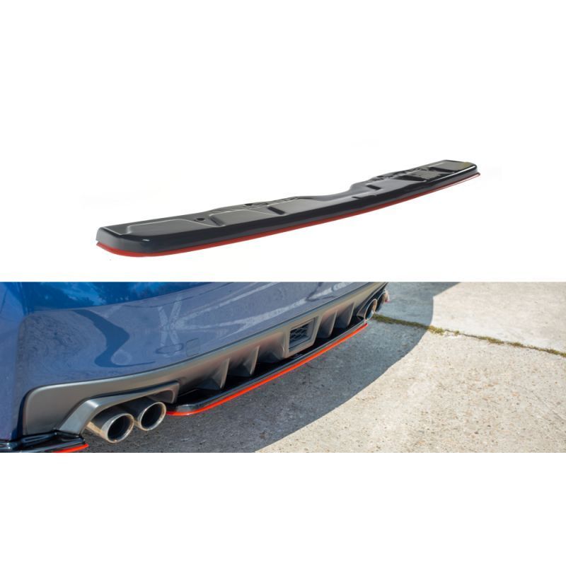 Maxton CENTRAL REAR SPLITTER V.2 SUBARU WRX STI RED + GLOSS BLACK, MAXTON DESIGN