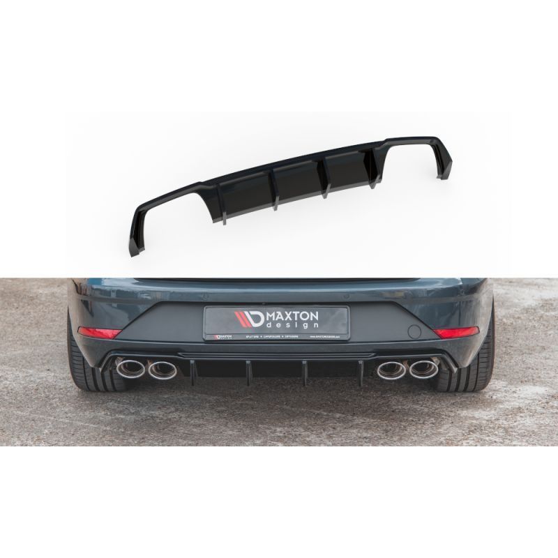 Maxton Rear Valance V.3 Seat Leon Cupra ST Mk3 FL Gloss Black, Leon Mk3 / Facelift Cupra