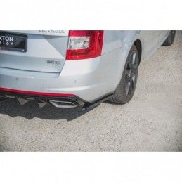 Maxton Rear Side Splitters V.2 Skoda Octavia RS Mk3/Mk3 FL Hatchback/Kombi Gloss Black, SKODA