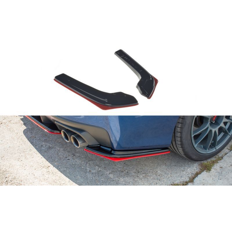 Maxton REAR SIDE SPLITTERS V.2 SUBARU WRX STI Gloss Black + Red, MAXTON DESIGN