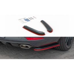 Maxton Rear Side Splitters V.4 Seat Leon Cupra Mk3 FL Sportstourer Gloss Black + Red, Leon Mk3 / Facelift Cupra