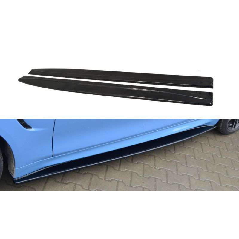 Maxton Side skirts Diffusers BMW M4 F82 Gloss Black, Serie 4 F32/ M4