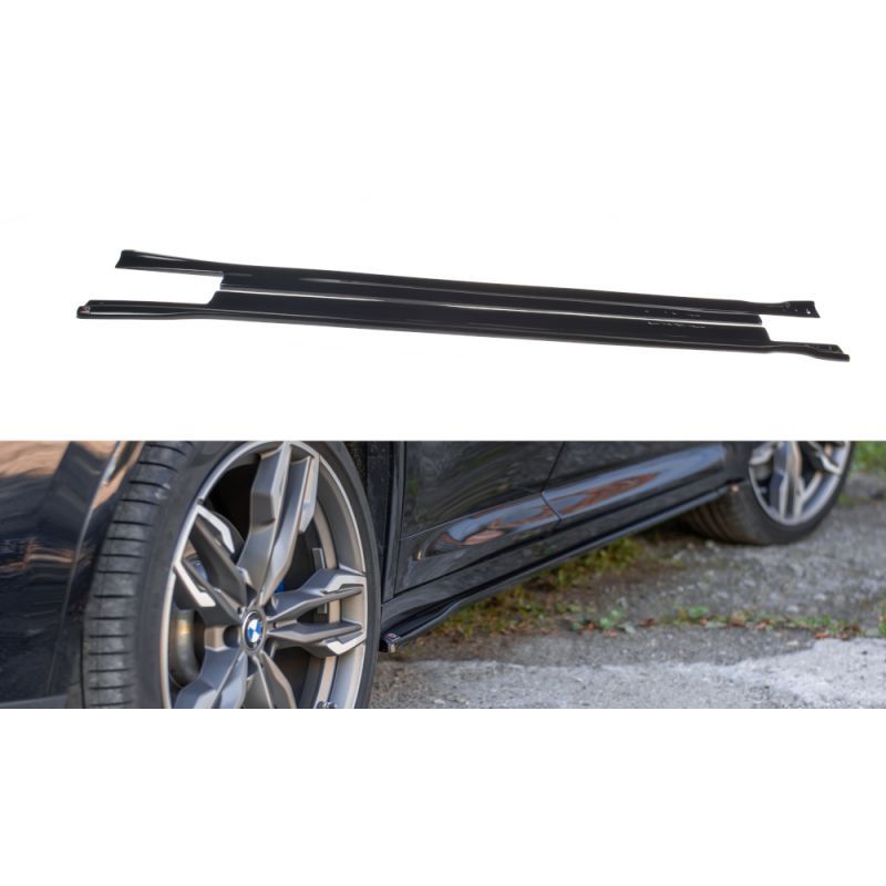 Maxton Side skirts Diffusers for BMW X4 M-Pack G02 Gloss Black, X4 G02