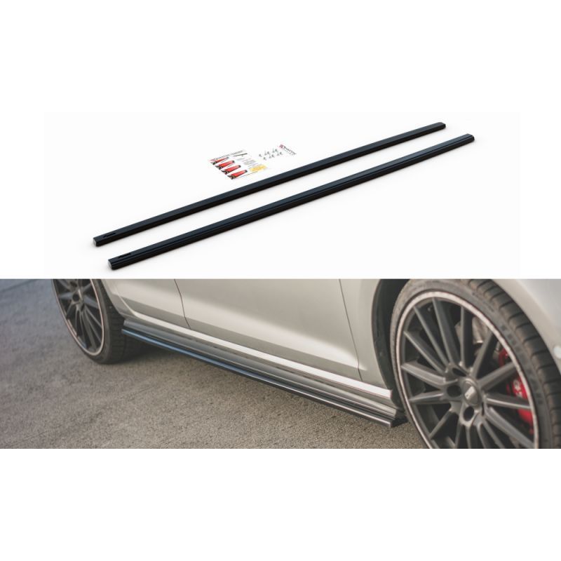 Maxton Side Skirts Diffusers V.2 VW Golf 7 GTI (narrow) Gloss Black, Golf 7