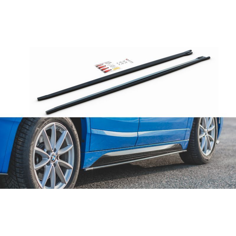 Maxton Side Skirts Diffusers for BMW X2 F39 M-Pack Gloss Black, X2 F39