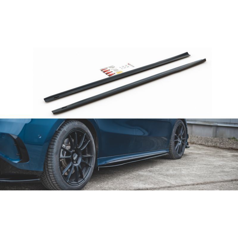 Maxton Side Skirts Diffusers V.1 Mercedes A35 AMG / AMG-Line W177 Gloss Black, CLASSE A