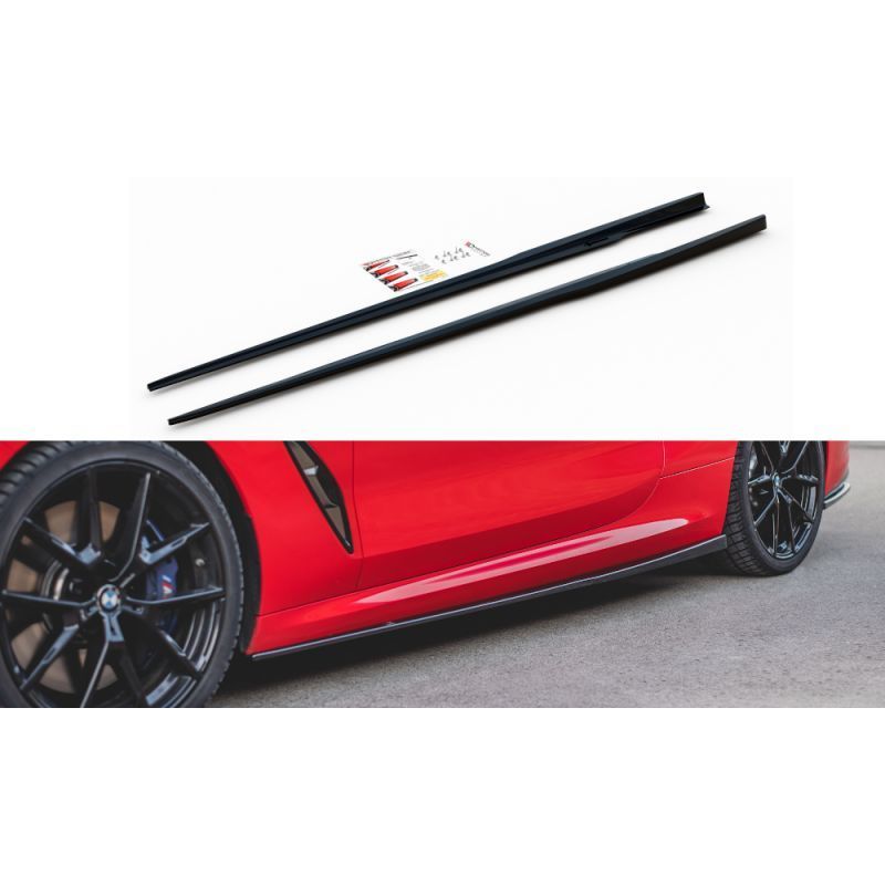 Maxton Side Skirts Diffusers BMW 8 Coupe M-Pack G15 Gloss Black, Serie 8 G15