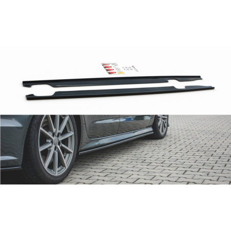 Maxton Side Skirts Diffusers Audi S6 / A6 S-Line C7 FL Gloss Black, A7/ S7 / RS7 - C7